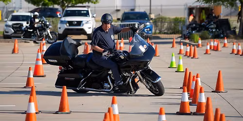 Cone killing aka slow speed motorcycle skills practice