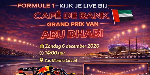 De laatste GP van dit seizoen kijk je bij Caf\u00e9 de Bank 