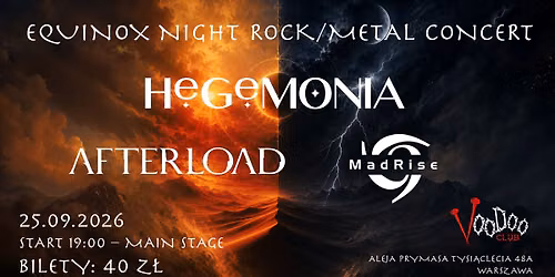EQUINOX NIGHT: Hegemonia + Afterload + MadRise | 25.09 | VooDoo Club