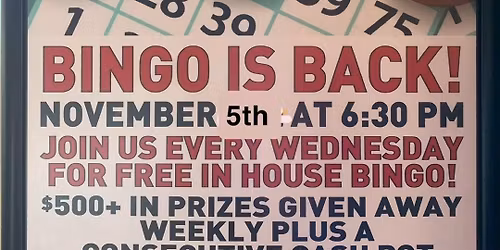 Kief\u2019s Reef Free Adult Bingo Wednesdays!