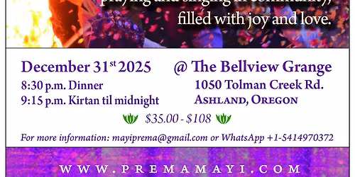 NEW YEAR'S EVE KIRTAN with Prema Mayi, Gaur Groover, Krishna Deva, David Bylsma and friends