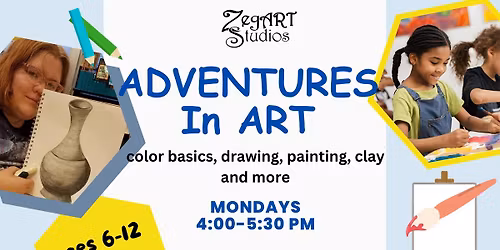 Adventures in ART for kids\/Kids art classes ages 6-12