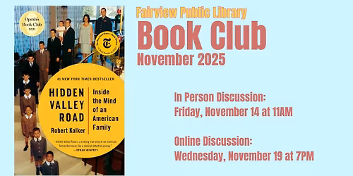 Fairview Library Book Club - in person