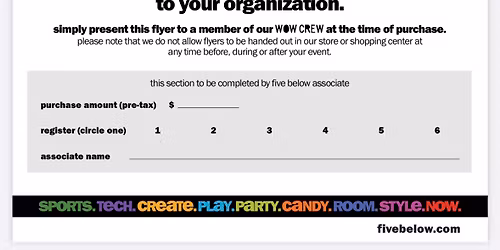 Five Below fundraiser