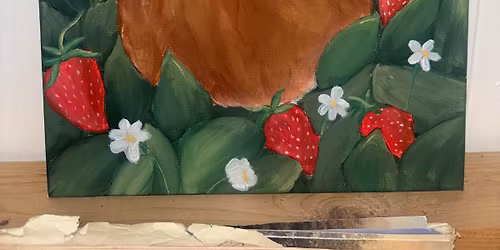 Chicken and Strawberries painting 