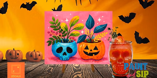 Spooky Bloom Paint & Sip at Z\u00f3calo Food Park!
