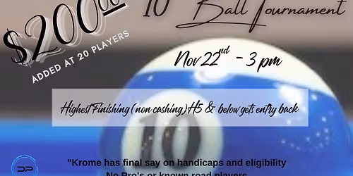 Saturday afternoon handicapped 10 ball