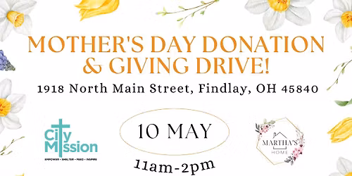 Mother's Day Donation & Giving Drive for Martha's Home