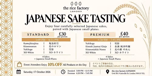 Japanese Sake Tasting Experience – 4 Sakes & Japanese Small Plates