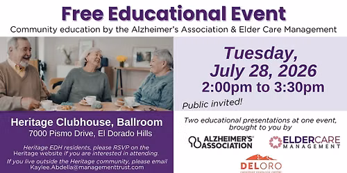 Free education by Alzheimer's Association & ECM in El Dorado Hills