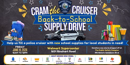 Cram The Cruiser Back-To-School Supply Drive