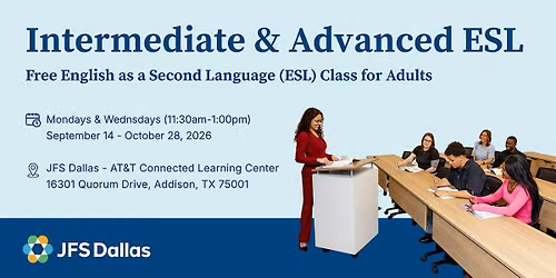 Free Intermediate\/Advanced ESL Class