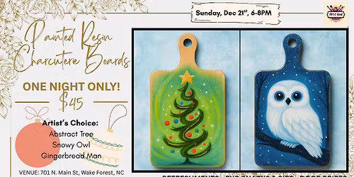 \ud83c\udf84\ud83e\udd89 Tree Twirls & Snowy Owl - Mixed Media Charcuterie Boards with Hands-On Resin!