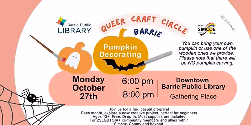 Queer Craft Circle, Barrie: Pumpkin Painting