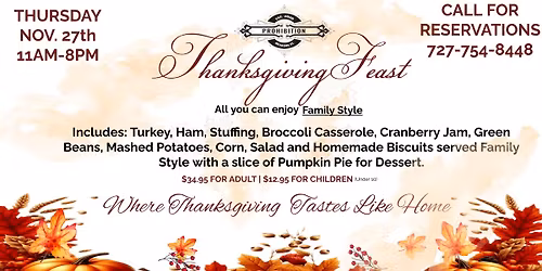 \ud83e\udd83 Thanksgiving Feast at Prohibition Dunedin\ud83e\udd83