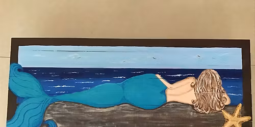 11\/15 Rustic mermaid on wood pallet, 27 x 11