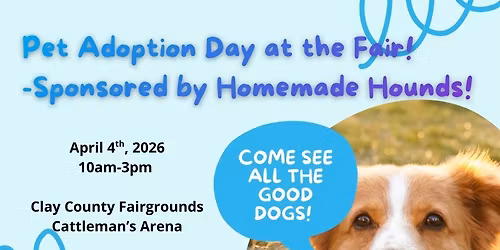 Pet Adoption Day at The Fair!-Sponsored by Homemade Hounds!