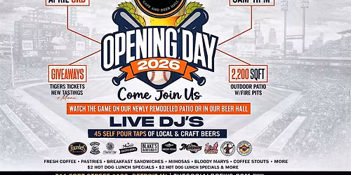 Tigers Opening Day Bash @ The Social Brews
