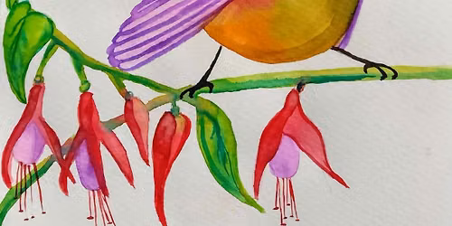 Watercolour Paint & Wine Night in Hamilton - Watercolour Piwakawaka