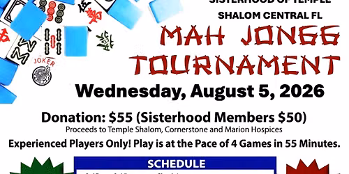 Mah Jongg tournament August 5, in The Villages Florida