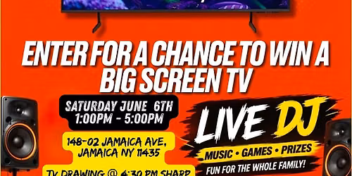 Boost Mobile TV raffle event with live DJ on  Jamaica Ave, Jamaica Queens