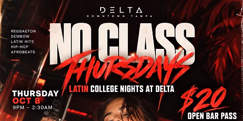NO CLASS \ud83c\udf7e\ud83c\udf93 THURSDAYS AT DELTA
