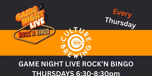 Game Night Live Rock'N Bingo is at Culture Brewing (Solana Beach)!!
