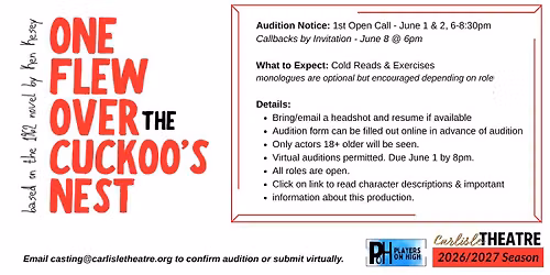 AUDITIONS: One Flew Over the Cuckoo's Nest, presented by Players on High