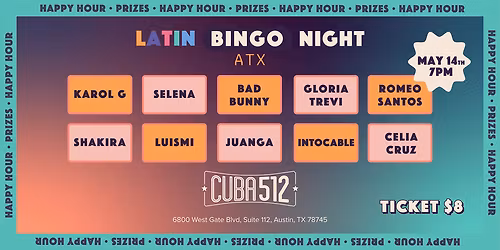 Latin Music Bingo Night - Cantables y Bailables en Espa\u00f1ol