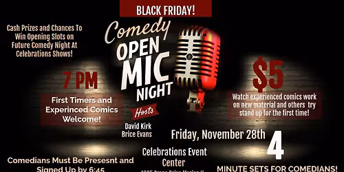 Comedy Open Mic Night at Celebrations