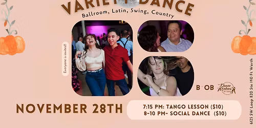 Variety Dance Party - November 28th  (Tango Lesson)
