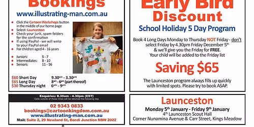 Launceston Kids Cartooning program (aged 4 -15)