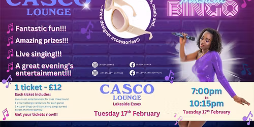 Musical Bingo live at Casco Lounge (Lakeside Shopping Centre) - Tuesday 17th February 7pm