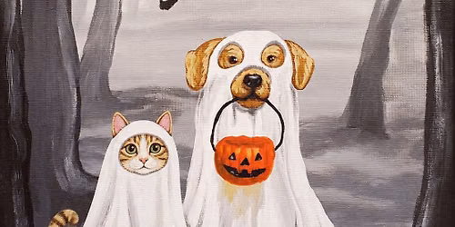 \ud83e\uddd9\ud83c\udffbPaws in Disguise\ud83d\udc7b Paint & Sip!