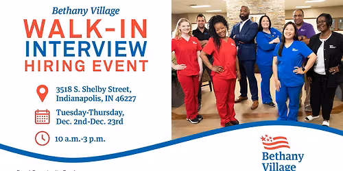 Indianapolis, IN: Bethany Village Walk-in Interview Hiring Event
