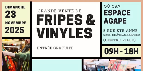 Grande vente de fripes & vinyles - Ch\u00e2teau-Gontier - Dimanche 23 Novembre 2025