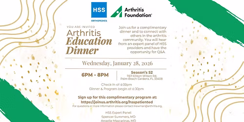 Arthritis Education Dinner \u2013 Palm Beach Gardens