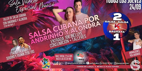SALA VIVALDI, SALSA VS BACHATA (2VS1), TALLERES DE SALSA CUBANA Y BACHATA+SOCIAL