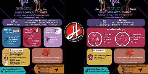 Peeples Impact:  Dance Fit + Line Dance Class @ Hanovers Pflugerville