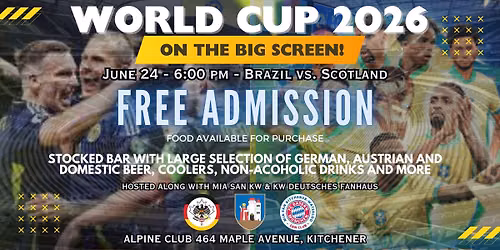 LIVE WORLD CUP VIEWING - BRAZIL v SCOTLAND