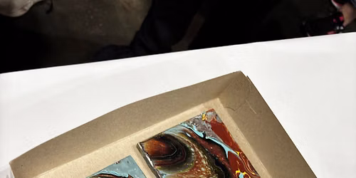 Paint pour tile coaster set $25