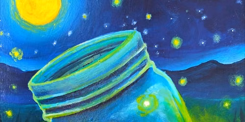 Fireflies at Night Acrylic Painting
