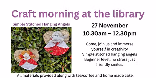 Craft morning at the library - stitched hanging angels