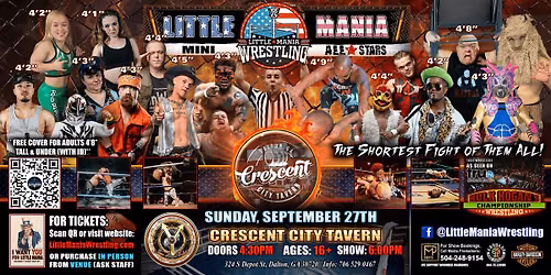 Dalton, GA -  Little Mania Mini Wrestling @ Crescent City Tavern