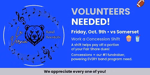 Concession Stand Volunteer Opportunities