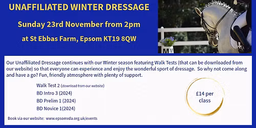 Unaffiliated Winter Dressage Competition - Sunday 23rd November 2025