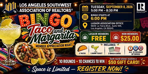 BINGO, TACO & MARGARITA MEMBER APPRECIATION NIGHT