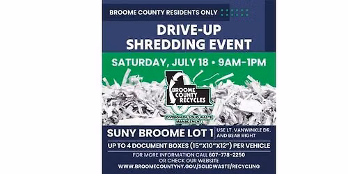 *FREE* Drive-Up Paper Shredding Event for Broome County Residents