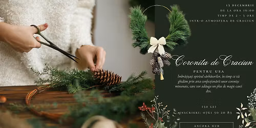 Coronita de Craciun pentru usa - brad nobilis sau pin natural