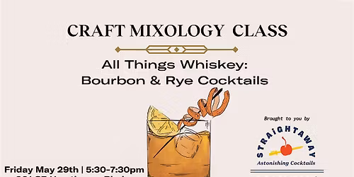 Craft Mixology Class: All Things Whiskey-Bourbon & Rye Cocktails